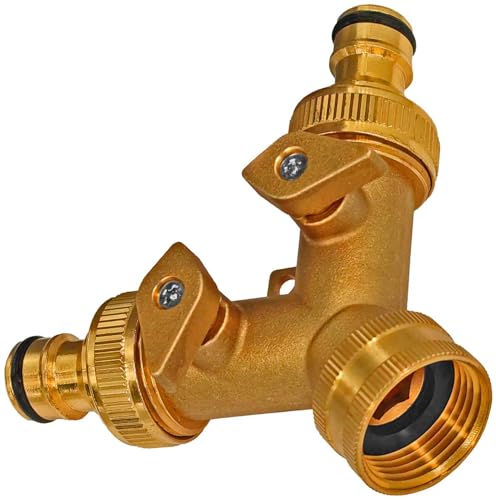 MegaHaustechnik Zweiwege Verteiler für 3/4 Zoll Wasseranschluss, Y-Stück mit 2 separaten Absperrhähnen mit Stecker MegaHaustechnik Zweiwege Verteiler für 3/4 Zoll Wasseranschluss, Y-Stück mit 2 separaten Absperrhähnen mit Stecker von MegaHaustechnik