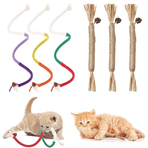 Megcdtr BeißSeil Katze, 6 Stück Katze Seil Spielzeug 70 cm und 15cm, Kauspielzeug Katze Beißseil, Katze Seil Spielzeug, Kauspielzeug Katze für Katzen Zahnpflege und Gegen Mundgeruch (Mehrfarbiger) Megcdtr BeißSeil Katze, 6 Stück Katze Seil Spielzeug 70 cm und 15cm, Kauspielzeug Katze Beißseil, Katze Seil Spielzeug, Kauspielzeug Katze für Katzen Zahnpflege und Gegen Mundgeruch (Mehrfarbiger) von Megcdtr