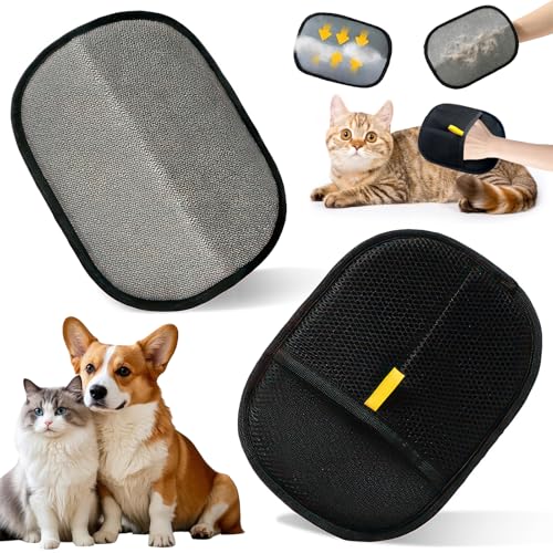 MegiaExist Fellmagnet Handschuhe Doppelseitig für Hunde & Katzen – Atmungsaktive Haustierhaarentferner mit Anti-Statik-Funktion, Wiederverwendbar zur Fellpflege im Alltag（2 pcs） von MegiaExist