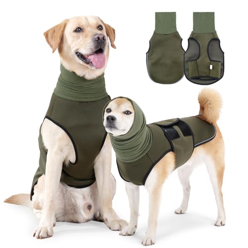 2-in-1 Beruhigender Hundemantel, Ohrenschutz-Kapuzenpullover, Hunde-Angstlinderungsjacke, beruhigendes Shirt für Gewittersaison, Feuerwerk, Reisen, Größe M, Armeegrün 2-in-1 Beruhigender Hundemantel, Ohrenschutz-Kapuzenpullover, Hunde-Angstlinderungsjacke, beruhigendes Shirt für Gewittersaison, Feuerwerk, Reisen, Größe M, Armeegrün von MeiAOBest