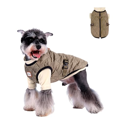2-in-1-Fleece-Sweatshirt, Baumwollweste, Set mit D-Ring, verstellbare Taille, warmer Wintermantel, winddichte Jacke für mittelgroße Hunde, Größe M, Braun von MeiAOBest