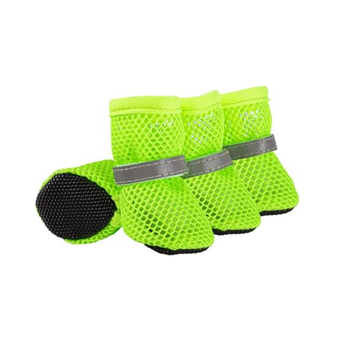 4 STÜCKE Hund Mesh Schuhe, Sommer Atmungsaktive Pet Rutschfeste Stiefel Hund Pfote Protector für Kleine Medium Hunde s_M (Grün) von MeiAOBest