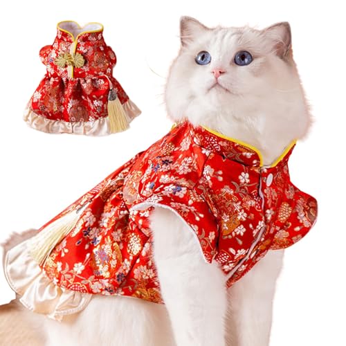 Chinesisches Neujahrskostüm für Haustiere, Katze und Hund, Cheongsam, warmer Mantel, Welpen, Festival, Verkleidung, Weihnachtskleidung, Teddy, Bichon, Geburtstagsparty, Schleife, Quastenrock_XS (Stil Chinesisches Neujahrskostüm für Haustiere, Katze und Hund, Cheongsam, warmer Mantel, Welpen, Festival, Verkleidung, Weihnachtskleidung, Teddy, Bichon, Geburtstagsparty, Schleife, Quastenrock_XS (Stil von MeiAOBest