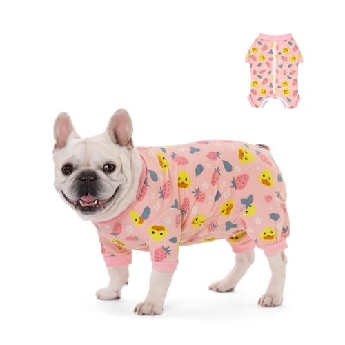 Fat Dog Clothes,Elastic French Bulldog 4 Legged Pajamas Pet Anti-Hair Onesies, Lovely Dog Outfit Jumpsuit for Small Medium Dogs_2XL (Pink) von MeiAOBest
