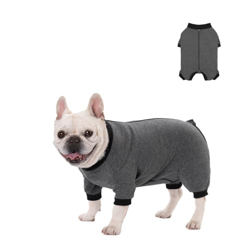 Fat Dog Clothes,Elastic French Bulldog 4 Legged Pajamas Pet Anti-Hair Onesies, Lovely Dog Outfit Jumpsuit for Small Medium Dogs_M(Dark Gray) von MeiAOBest
