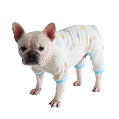 Fat Dog Pyjama, französische Bulldogge, Frühling und Herbst, vierbeinige Kleidung, Mops, Anti-Haar-Overall, Einteiler, Kostüm für Katzen, kleine, mittelgroße Hunde, Größe S (Weiß) von MeiAOBest