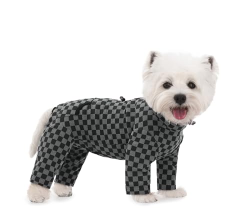 Fleece-Mantel für kleine Hunde, klassisches Gittermuster, für den Winter, verstellbar, 4 Beine, warmer Jumpsuit, Einteiler für kaltes Wetter, Schlafanzug, Schlafanzug für Welpen, kleine, mittelgroße Fleece-Mantel für kleine Hunde, klassisches Gittermuster, für den Winter, verstellbar, 4 Beine, warmer Jumpsuit, Einteiler für kaltes Wetter, Schlafanzug, Schlafanzug für Welpen, kleine, mittelgroße von MeiAOBest
