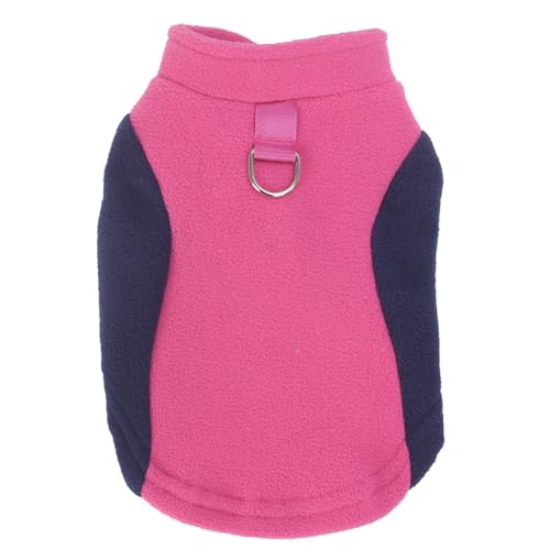 Fleece-Weste für kleine Hunde mit D-Ring, warme Winterjacke, Pullover für kaltes Wetter, für Katzen, Welpen, kleine, mittelgroße Hunde, Größe M, Rosarot von MeiAOBest