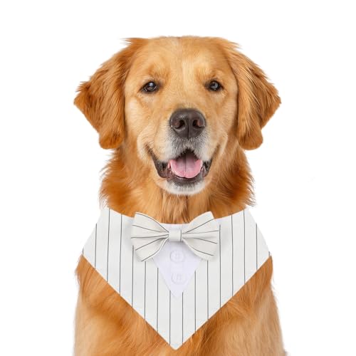 Formelles Hundehalstuch, Haustierhalstuch, Hochzeit, Party, Smoking, Fliege, Dreieckstuch, verstellbares Hunde-Geburtstags-Halsband, Lätzchen, Valentinstag, Fliege, Schal, Größe S (weiß gestreift) Formelles Hundehalstuch, Haustierhalstuch, Hochzeit, Party, Smoking, Fliege, Dreieckstuch, verstellbares Hunde-Geburtstags-Halsband, Lätzchen, Valentinstag, Fliege, Schal, Größe S (weiß gestreift) von MeiAOBest