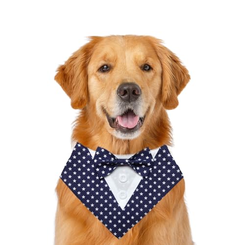 Formelles Hundehalstuch, Haustierhalstuch, Hochzeit, Party, Smoking, Fliege, Dreieckstuch, verstellbares Hundehalsband, Lätzchen, Valentinstag, Fliege, Größe L (Sterne) von MeiAOBest