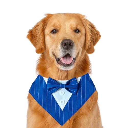 Formelles Hundehalstuch, Haustierhalstuch, Hochzeit, Party, Smoking, Fliege, Dreieckstuch, verstellbares Hundehalsband, Lätzchen, Valentinstag, Fliege, Größe M, dunkelblaue Streifen Formelles Hundehalstuch, Haustierhalstuch, Hochzeit, Party, Smoking, Fliege, Dreieckstuch, verstellbares Hundehalsband, Lätzchen, Valentinstag, Fliege, Größe M, dunkelblaue Streifen von MeiAOBest