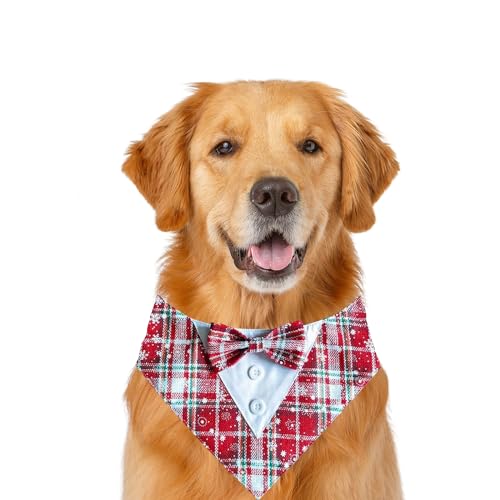 Formelles Hundehalstuch, Haustierhalstuch, Hochzeit, Party, Smoking, Fliege, Dreieckstuch, verstellbares Hundehalsband, Lätzchen, Valentinstag, Fliege, Schal, Größe S (Weihnachtsschneeflocke 1) von MeiAOBest