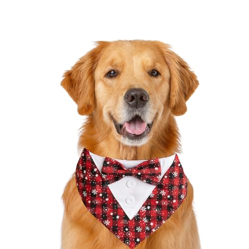 Formelles Hundehalstuch, Haustierhalstuch, Hochzeit, Party, Smoking, Fliege, Dreieckstuch, verstellbares Hundehalsband, Lätzchen, Valentinstag, Fliege, Schal, Größe S (Weihnachtsschneeflocke 2) von MeiAOBest