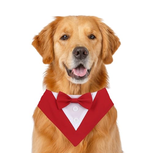 Formelles Hundehalstuch, Haustierhalstuch, Hochzeit, Party, Smoking, Fliege, Dreieckstuch, verstellbares Hundehalsband, Lätzchen, Valentinstag, Fliege, Schal, Größe S (rot) von MeiAOBest