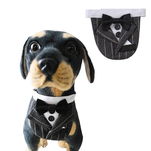 Formelles Smokinghalstuch, Katze/Hund, Hochzeit, Party, Gentleman, Fliege, Prinzhalsband, verstellbares Haustier-Halstuch für Katzen, kleine, mittelgroße und große Hunde, Größe S (Dunkelgrau) von MeiAOBest