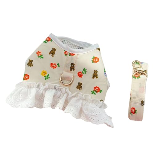 Geschirr für kleine Hunde, Kleid mit Leine, niedliches Welpen-Prinzessinnen-Westenkleider mit D-Ring, Haustier-Kostüm, Outfits für Welpen, kleine und mittelgroße Hunde, Größe M von MeiAOBest