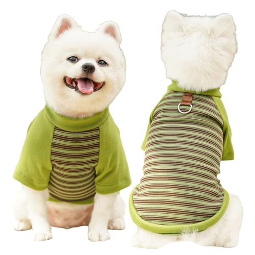 Gestreifte Winterweste für Hunde, elastisch, für kaltes Wetter, warmer Pullover mit D-Ring, klassischer gestreifter Sportanzug für mittelgroße und große Hunde, Größe XS (Grün) von MeiAOBest