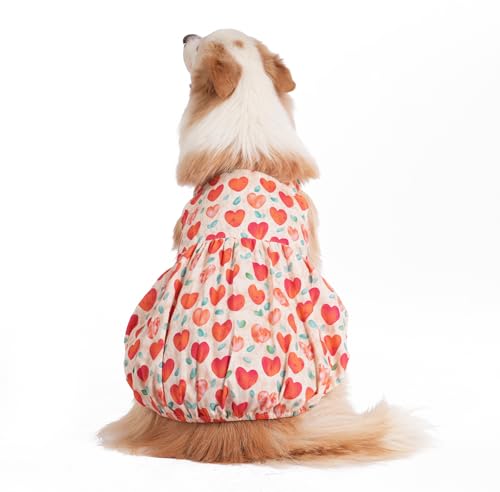 Großes Hundekleid, Sommerkleid, Blumenherz, Prinzessin, Tankkleid, niedliche Kürbisform, goldener Rand, Collie-Tutu, Größe 3XL (rot) von MeiAOBest