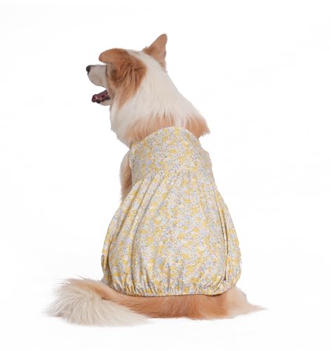 Großes Hundekleid, Sommerkleid, Blumenherz, Prinzessin, Tankkleid, niedliche Kürbisform, goldener Rand, Collie-Tutu, Größe XL (gelbe Blume) von MeiAOBest