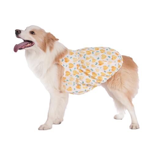Großes Hundekleid, Sommerkleid, Blumenherz, Prinzessin, Tankkleid, niedliche Kürbisform, goldener Rand, Collie-Tutu, Größe XXL (Gelb) von MeiAOBest