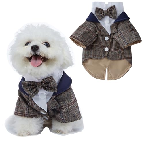 Haustier-Smokinganzug, Hunde-Hochzeits-Outfit, Welpen, Geburtstagsparty-Kostüm, formelles Hemd, Prinz-, Gentleman-Kleidung für kleine, mittelgroße Hunde, Größe M (Stil 1) von MeiAOBest