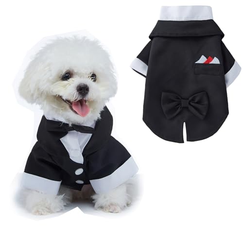 Haustier-Smokinganzug, Hunde-Hochzeitsoutfit, Welpen, Geburtstagsparty-Kostüm, formelles Hemd, Prinz, Gentleman-Kleidung für kleine, mittelgroße Hunde, Größe M (Stil 3) von MeiAOBest