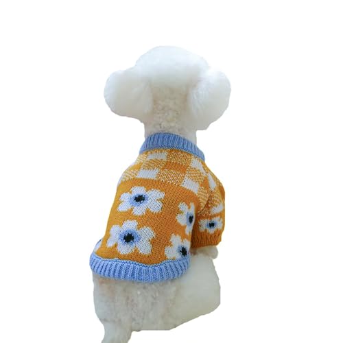 Haustier-Strickpullover, Weihnachtsstrickpullover für kleine Hunde, für kaltes Wetter, Katzen-/Hundepullover, niedliches Haustierkleid für Welpen, kleine, mittelgroße Hunde, Größe S (Blume) von MeiAOBest