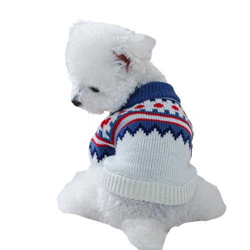 Haustier-Strickpullover, Weihnachtsstrickpullover für kleine Hunde, für kaltes Wetter, Katzen-/Hundepullover, niedliches Haustierkostüm für Welpen, kleine, mittelgroße Hunde, Größe S (blau) von MeiAOBest