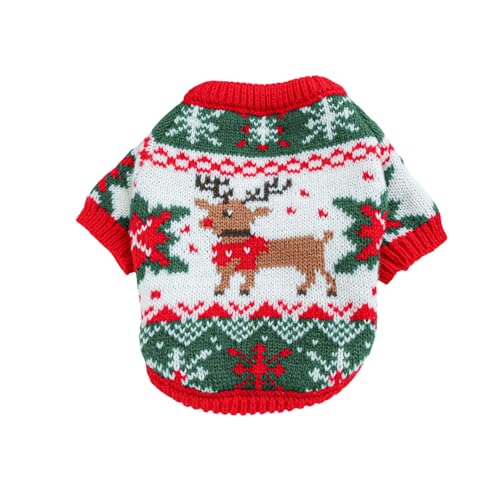 Haustier-Strickpullover, Weihnachtsstrickpullover für kleine Hunde, kaltes Wetter, Katzen-/Hundepullover, niedliches Haustierkostüm für Welpen, kleine, mittelgroße Hunde, Größe XS (Weihnachten 2) von MeiAOBest