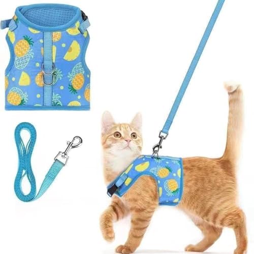 Haustiergeschirr mit Leine, Obstdruck, verhindert das Entkommen von Katzen, Welpen, Spaziergängen, Training, Sicherheitsvorrichtung, Größe M (Ananas) von MeiAOBest
