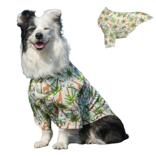 Hawaii-Hemd für Hunde, leicht, atmungsaktiv, Strandkostüm, Hund, Frühling, Sommer, Urlaub, Weste, T-Shirt, S-6XL, Haustierkleidung für kleine, mittelgroße Hunde, Größe XL (Weiß) von MeiAOBest