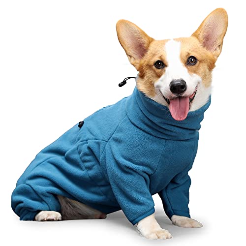 MeiAOBest Hund Dicke Fleece Warme Pullover Mit Reißverschluss, Haustier Winter Warme Vierbeinige Onesies Mantel, Hund Winddichte Jumpsuits Für Kleine Mittlere Große Hund_S(Türkis) von MeiAOBest