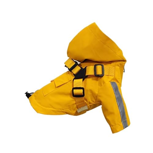 Hunde-Regenmantel mit Geschirr, verstellbarer Kordelzug, wasserdicht, mit Kapuze, Haustierponcho mit reflektierenden Streifen für kleine, mittelgroße Hunde, Größe XL, Gelb Hunde-Regenmantel mit Geschirr, verstellbarer Kordelzug, wasserdicht, mit Kapuze, Haustierponcho mit reflektierenden Streifen für kleine, mittelgroße Hunde, Größe XL, Gelb von MeiAOBest