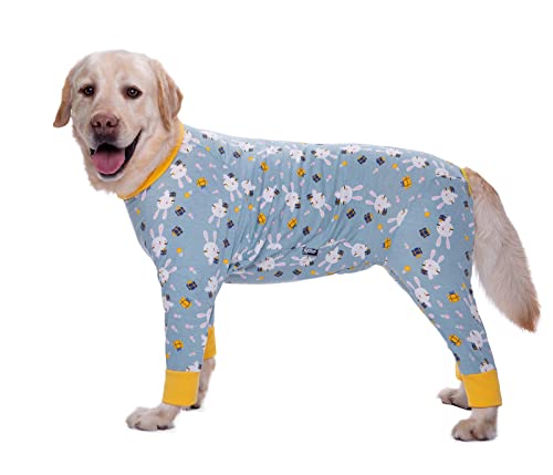 Hunde-Schlafanzug für mittelgroße und große Hunde, leicht, Baumwolle, Anti-Haar-Hunde-Einteiler nach Operationen, Hunde-Erholungskleidung, 30# (Grau, Blau, Kaninchen) von MeiAOBest