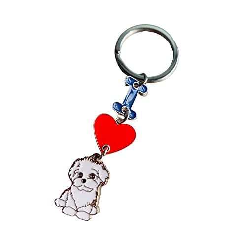 MeiAOBest Hunde-Schlüsselanhänger, "I Love Dog", Metall, Haustier-ID-Tags, Schlüsselanhänger, Schlüsselanhänger, Hunde-Liebhaber, Schlüsselanhänger, Geschenk, Bichon Frisé MeiAOBest Hunde-Schlüsselanhänger, "I Love Dog", Metall, Haustier-ID-Tags, Schlüsselanhänger, Schlüsselanhänger, Hunde-Liebhaber, Schlüsselanhänger, Geschenk, Bichon Frisé von MeiAOBest