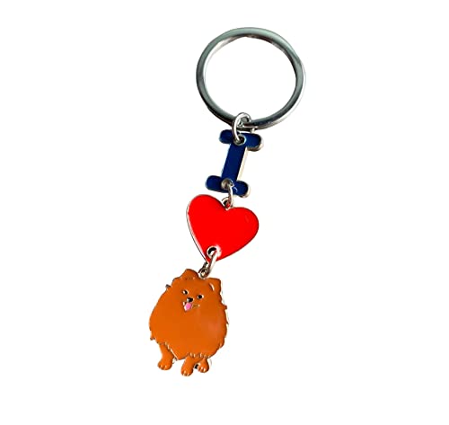 Hunde-Schlüsselanhänger, "I Love Dog", Metall, Haustier-ID-Tags, Schlüsselanhänger, Schlüsselanhänger, Hundeliebhaber, Schlüsselanhänger, Geschenk, Brauner Zwergspitz Hunde-Schlüsselanhänger, "I Love Dog", Metall, Haustier-ID-Tags, Schlüsselanhänger, Schlüsselanhänger, Hundeliebhaber, Schlüsselanhänger, Geschenk, Brauner Zwergspitz von MeiAOBest