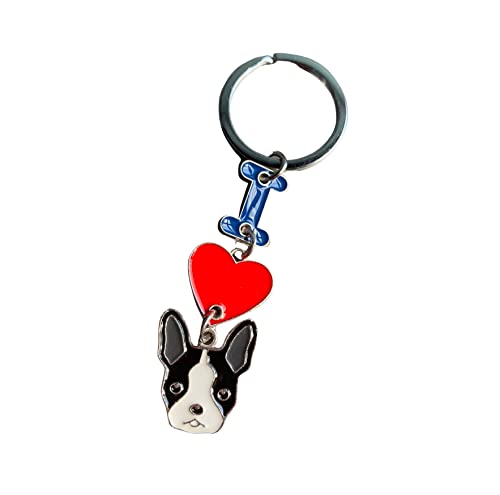 Hunde-Schlüsselanhänger, "I Love Dog", Metall-Haustier-ID-Tags, Schlüsselanhänger, Schlüsselanhänger, Hunde-Liebhaber, Schlüsselanhänger, Geschenk für Boston Terrier Hunde-Schlüsselanhänger, "I Love Dog", Metall-Haustier-ID-Tags, Schlüsselanhänger, Schlüsselanhänger, Hunde-Liebhaber, Schlüsselanhänger, Geschenk für Boston Terrier von MeiAOBest