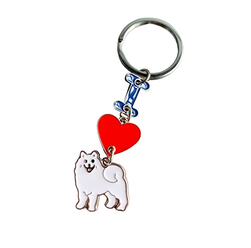 MeiAOBest Hunde-Schlüsselanhänger, 'I Love Dog' Anhänger, Metall, Haustier-ID-Tags, Schlüsselanhänger, Hundeliebhaber, Geschenk für Samojede MeiAOBest Hunde-Schlüsselanhänger, 'I Love Dog' Anhänger, Metall, Haustier-ID-Tags, Schlüsselanhänger, Hundeliebhaber, Geschenk für Samojede von MeiAOBest