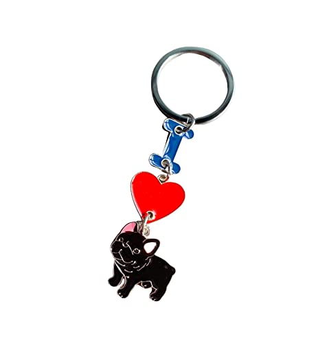 Hunde-Schlüsselanhänger, "I Love Dog", Metall-Haustier-ID-Tags, Schlüsselanhänger, Schlüsselanhänger, Hundeliebhaber, Schlüsselanhänger, Geschenk, schwarze französische Bulldogge Hunde-Schlüsselanhänger, "I Love Dog", Metall-Haustier-ID-Tags, Schlüsselanhänger, Schlüsselanhänger, Hundeliebhaber, Schlüsselanhänger, Geschenk, schwarze französische Bulldogge von MeiAOBest