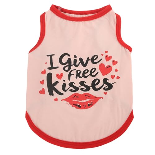 Hunde-Sommerweste, leichtes, atmungsaktives Hunde-T-Shirt mit Aufdruck "I Lover Mom Dad", ärmelloses Tanktop für Katzen, Welpen, kleine, mittelgroße Hunde, Größe M, Rosa (Pink-Kiss) von MeiAOBest