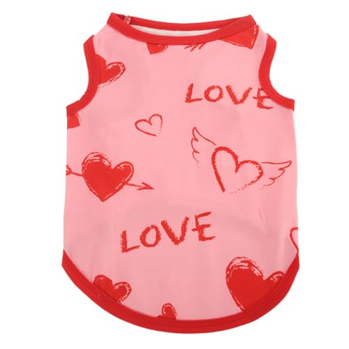 Hunde-Sommerweste, leichtes, atmungsaktives Hunde-T-Shirt mit Aufdruck "I Lover Mom Dad", ärmelloses Tanktop für Katzen, Welpen, kleine, mittelgroße Hunde, Größe S (Pink-Love) von MeiAOBest