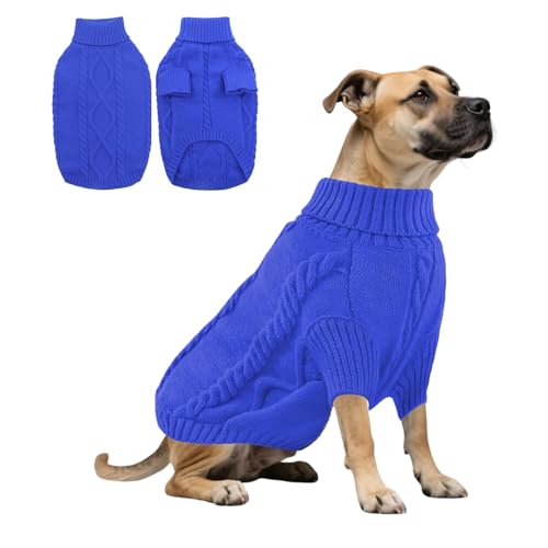 Hunde-Strick-Sweatshirt, warmer Winterpullover, Rollkragen-Strickwaren, kaltes Wetter, Welpenweste, Kleidung für Katzen, Welpen, kleine, mittelgroße und große Hunde, Größe M, Blau Hunde-Strick-Sweatshirt, warmer Winterpullover, Rollkragen-Strickwaren, kaltes Wetter, Welpenweste, Kleidung für Katzen, Welpen, kleine, mittelgroße und große Hunde, Größe M, Blau von MeiAOBest
