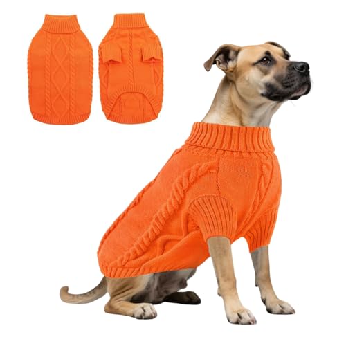 Hunde-Strick-Sweatshirt, warmer Winterpullover, Rollkragen-Strickwaren, kaltes Wetter, Welpenweste, Kleidung für Katzen, Welpen, kleine, mittelgroße und große Hunde, Größe XS (Orange) von MeiAOBest