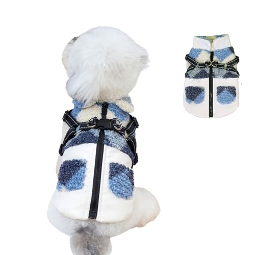Hunde-Wintermantel, Colorblock-Fleece-Hundegeschirr, Baumwolljacke mit reflektierenden Streifen, warmes Outfit für kaltes Wetter, warmes Outfit für kleine und mittelgroße Hunde, Größe M, Weiß Hunde-Wintermantel, Colorblock-Fleece-Hundegeschirr, Baumwolljacke mit reflektierenden Streifen, warmes Outfit für kaltes Wetter, warmes Outfit für kleine und mittelgroße Hunde, Größe M, Weiß von MeiAOBest