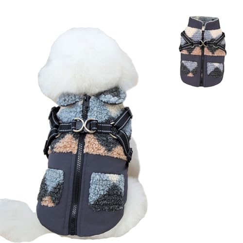 Hunde-Wintermantel, Colorblock-Fleece-Hundegeschirr, Baumwolljacke mit reflektierenden Streifen, warmes Outfit für kaltes Wetter, warmes Outfit für kleine und mittelgroße Hunde, Größe XS (Dunkelblau) Hunde-Wintermantel, Colorblock-Fleece-Hundegeschirr, Baumwolljacke mit reflektierenden Streifen, warmes Outfit für kaltes Wetter, warmes Outfit für kleine und mittelgroße Hunde, Größe XS (Dunkelblau) von MeiAOBest