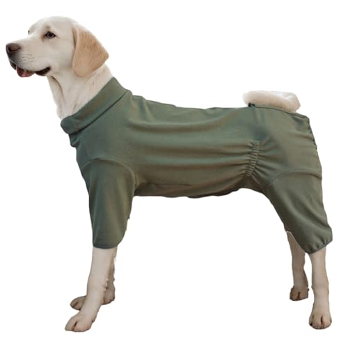 Hunde-Wintermantel, verdickter hoher Kragen, für kaltes Wetter, 4 Beine, warm, Stretch, gestreift, Einteiler, Pyjama für kleine, mittelgroße und große Hunde, Größe 4XL (Grün) von MeiAOBest