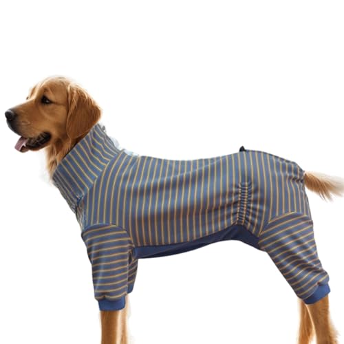 Hunde-Wintermantel, verdickter hoher Kragen, für kaltes Wetter, 4 Beine, warm, Stretch, gestreift, Einteiler, Pyjama für kleine, mittelgroße und große Hunde, Größe 5XL, Blau Hunde-Wintermantel, verdickter hoher Kragen, für kaltes Wetter, 4 Beine, warm, Stretch, gestreift, Einteiler, Pyjama für kleine, mittelgroße und große Hunde, Größe 5XL, Blau von MeiAOBest