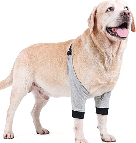 Gelenkschutz für Vorderbeine, Ellenbogenschoner mit Polster für mittelgroße und große Hunde, verhindert Lecken von Wunden, Größe L, Grau Gelenkschutz für Vorderbeine, Ellenbogenschoner mit Polster für mittelgroße und große Hunde, verhindert Lecken von Wunden, Größe L, Grau von MeiAOBest