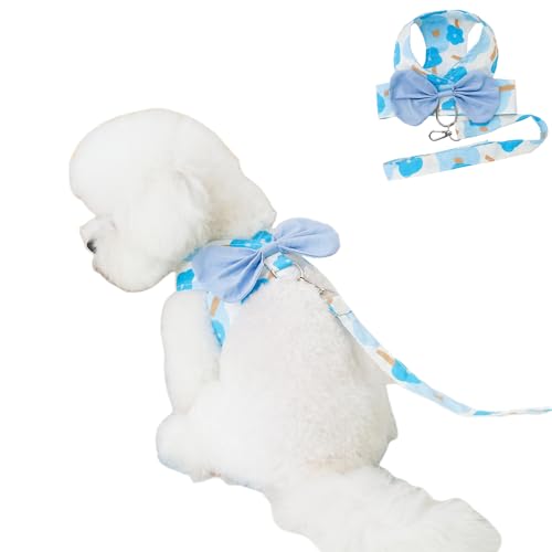 Hundegeschirr für kleine Hunde, Sommer-Blumenmuster, Prinzessinnen-Kleidung mit Schleife, weich, bequem, Tutu-Weste, Haustierbekleidung für Katzen, Welpen, kleine, mittelgroße Hunde, Größe XL, Blau Hundegeschirr für kleine Hunde, Sommer-Blumenmuster, Prinzessinnen-Kleidung mit Schleife, weich, bequem, Tutu-Weste, Haustierbekleidung für Katzen, Welpen, kleine, mittelgroße Hunde, Größe XL, Blau von MeiAOBest