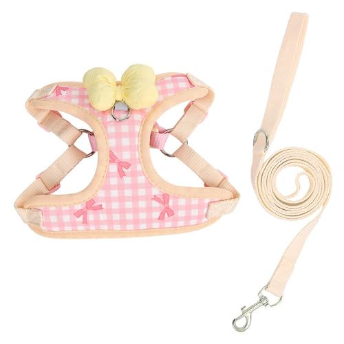 Hundegeschirr für kleine Hunde, verstellbar, kein Ziehen, atmungsaktives Netzgewebe, mit 3D-Schleife, niedliches Gittermuster, Schleife, Outdoor, Spazierengehen, Training, Anti-Ausbruch-Set, Größe S Hundegeschirr für kleine Hunde, verstellbar, kein Ziehen, atmungsaktives Netzgewebe, mit 3D-Schleife, niedliches Gittermuster, Schleife, Outdoor, Spazierengehen, Training, Anti-Ausbruch-Set, Größe S von MeiAOBest
